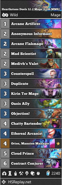 Hearthstone Duels 12-2 Mage (6106 MMR)