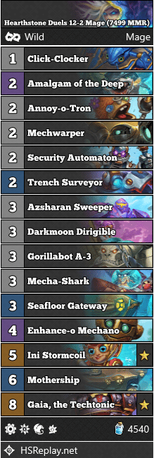Hearthstone Duels 12-2 Mage (7499 MMR)