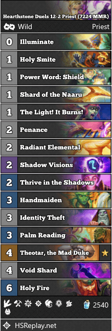 Hearthstone Duels 12-2 Priest (7224 MMR)