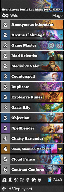 Hearthstone Duels 12-1 Mage (6172 MMR)