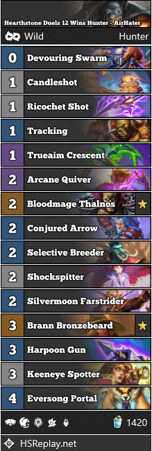 Hearthstone Duels 12 Wins Hunter - AirHater