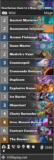 Hearthstone Duels 12-2 Mage (6771 MMR)