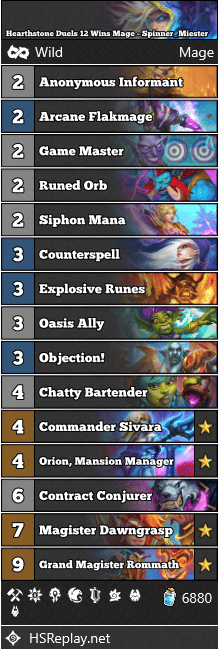Hearthstone Duels 12 Wins Mage - Spinner_Miester