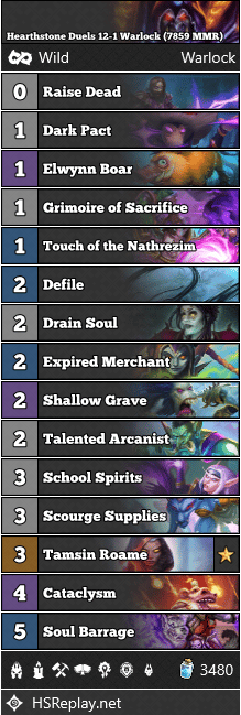 Hearthstone Duels 12-1 Warlock (7859 MMR)