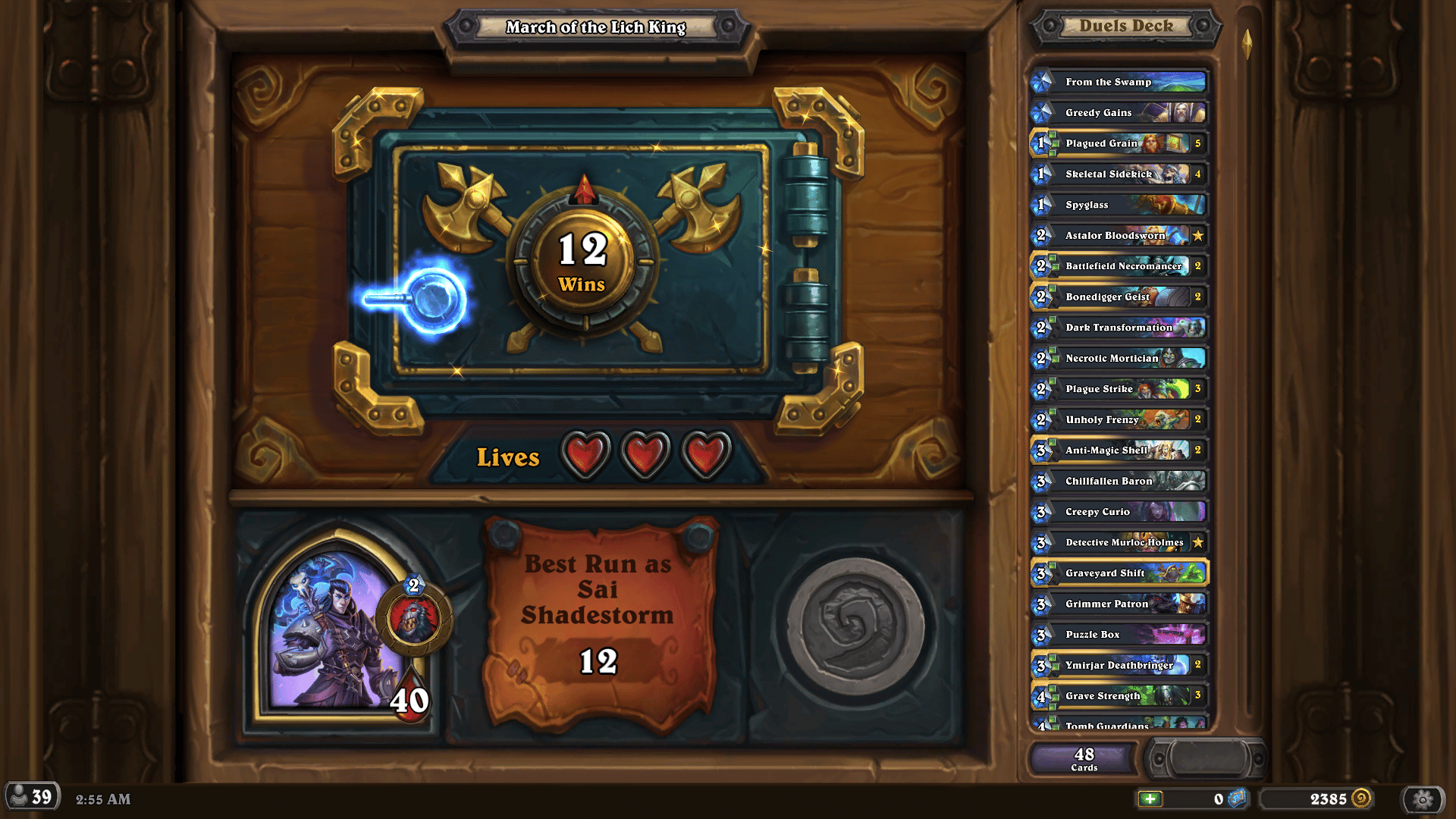Hearthstone Duels 12 Wins Sai Shadestorm Arzheu (Ghoul Blitz Unholy