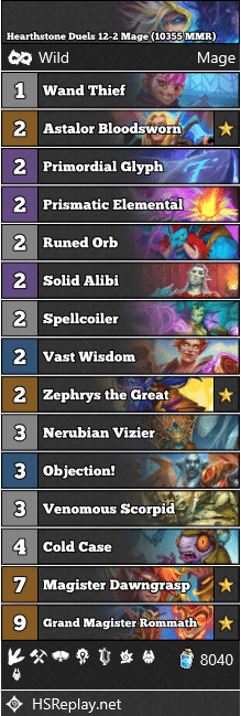 Hearthstone Duels 12-2 Mage (10355 MMR)