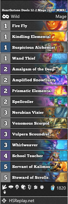 Hearthstone Duels 12-2 Mage (6497 MMR)