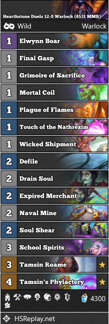 Hearthstone Duels 12-0 Warlock (8531 MMR)