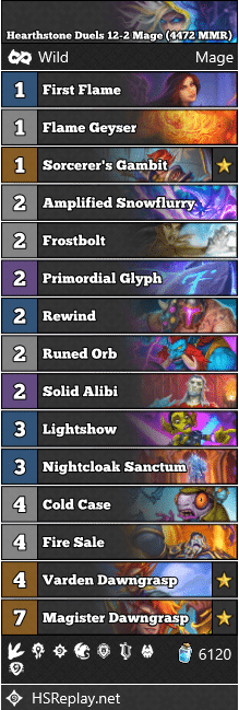 Hearthstone Duels 12-2 Mage (4472 MMR)