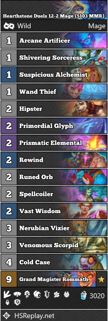 Hearthstone Duels 12-2 Mage (5103 MMR)