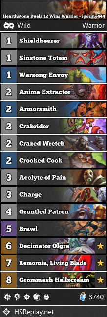 Hearthstone Duels 12 Wins Warrior - igorino444