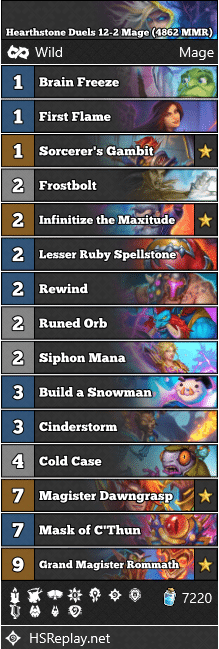 Hearthstone Duels 12-2 Mage (4862 MMR)