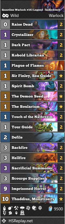 Questline Warlock #183 Legend - hsdecktech