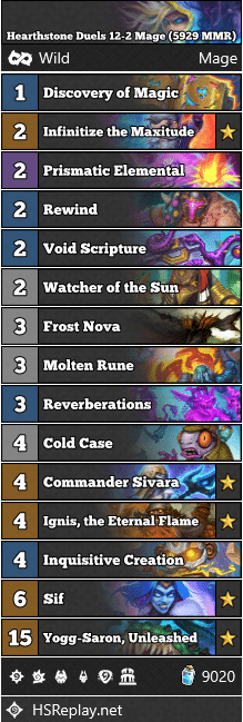 Hearthstone Duels 12-2 Mage (5929 MMR)