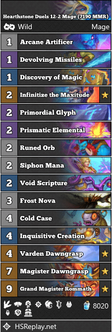 Hearthstone Duels 12-2 Mage (7190 MMR)