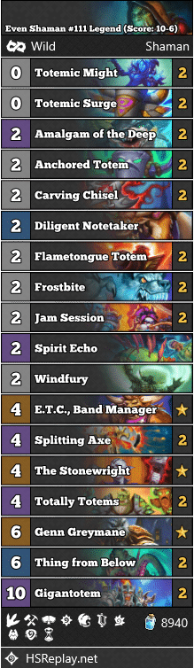 Even Shaman #111 Legend (Score: 10-6)