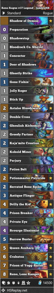 Reno Rogue #37 Legend - JambreHS | Hearthstone Standard Decks