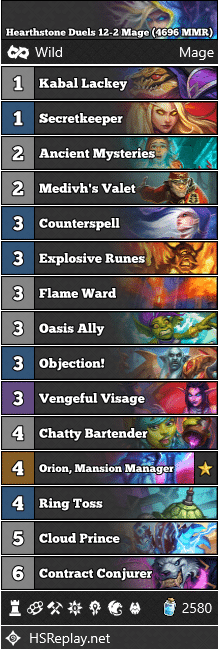 Hearthstone Duels 12-2 Mage (4696 MMR)