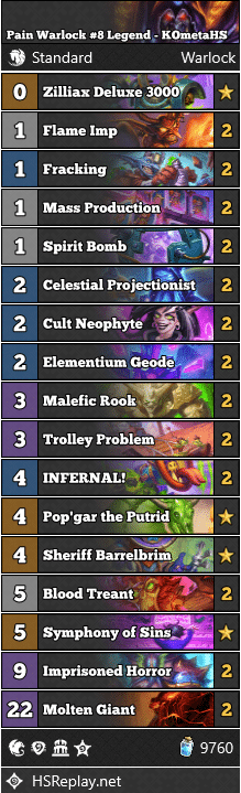 Pain Warlock #8 Legend - KOmetaHS