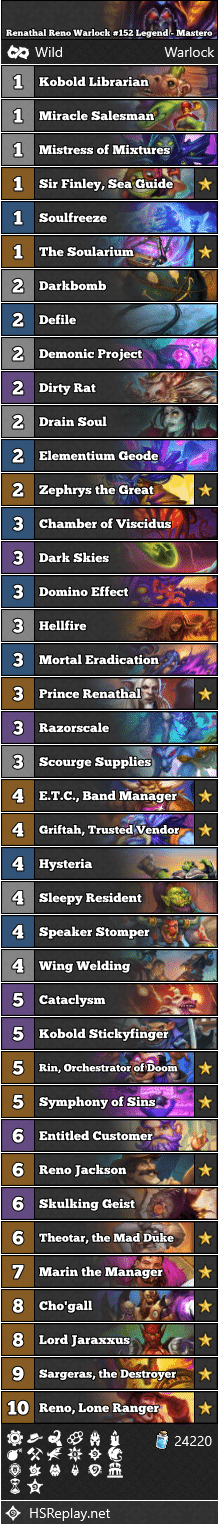 Renathal Reno Warlock #152 Legend - Mastero