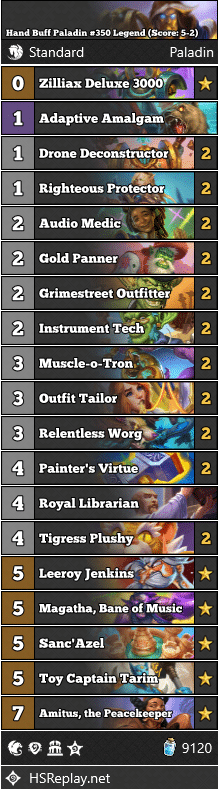 Hand Buff Paladin #350 Legend (Score: 5-2)