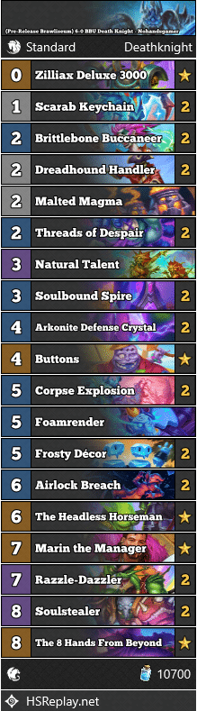 (Pre-Release Brawliseum) 6-0 BBU Death Knight - Nohandsgamer