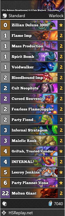 (Pre-Release Brawliseum) 6-0 Pain Warlock - PacceyGuy