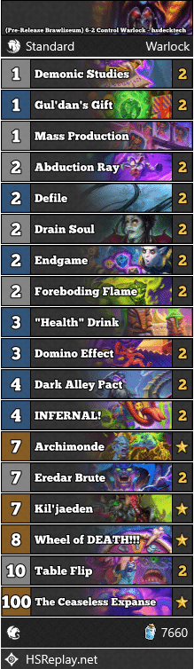 (Pre-Release Brawliseum) 6-2 Control Warlock - hsdecktech