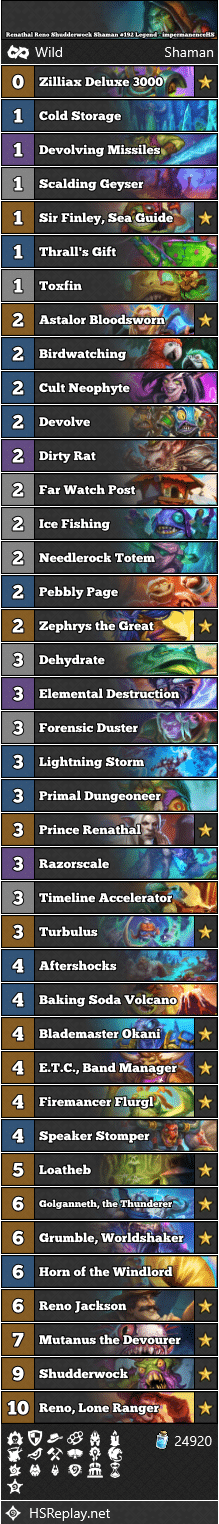 Renathal Reno Shudderwock Shaman #192 Legend - impermanenceHS