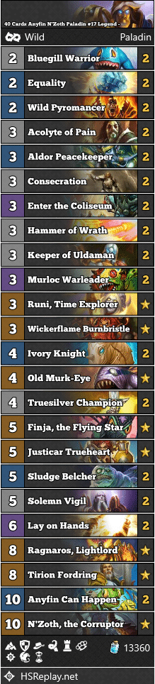 40 Cards Anyfin N'Zoth Paladin #17 Legend - syubun1486