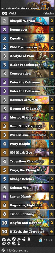 40 Cards Anyfin Paladin #1 Legend - 叶叶丶真烋庄