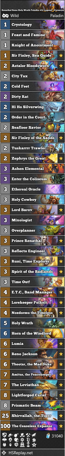 Renathal Reno Holy Wrath Paladin #12 Legend - Vernaryn