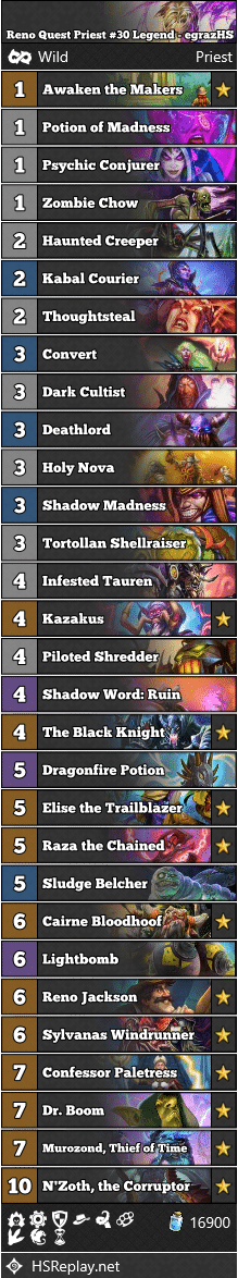 Reno Quest Priest #30 Legend - egrazHS