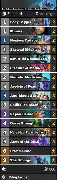 (Pre-Release Brawliseum) 6-0 Unholy Death Knight - Pelthune