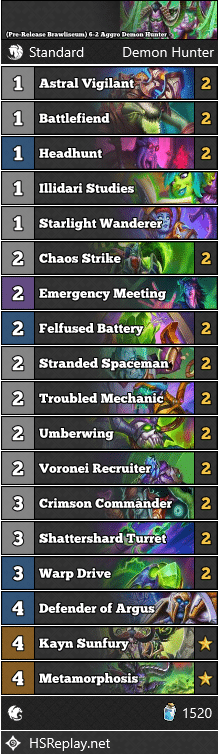 (Pre-Release Brawliseum) 6-2 Aggro Demon Hunter - ReinJGaming