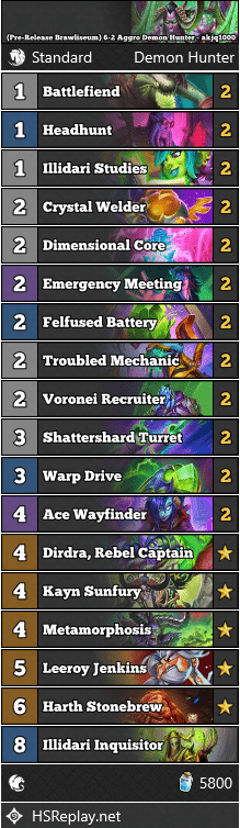 (Pre-Release Brawliseum) 6-2 Aggro Demon Hunter - akjq1000