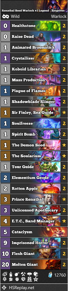 Renathal Seed Warlock #3 Legend - Zergritter