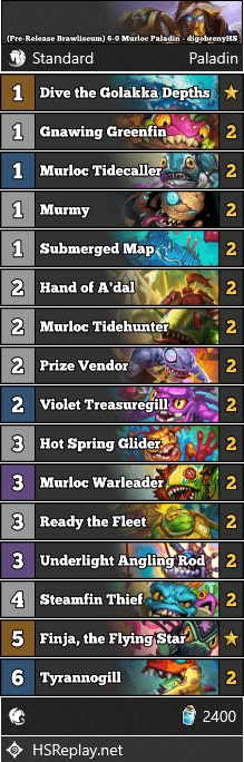 (Pre-Release Brawliseum) 6-0 Murloc Paladin - digobrenyHS