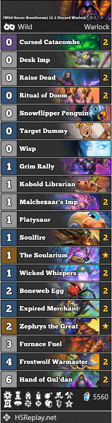 (Wild Heroic Brawliseum) 12-2 Discard Warlock - 槍戒不老