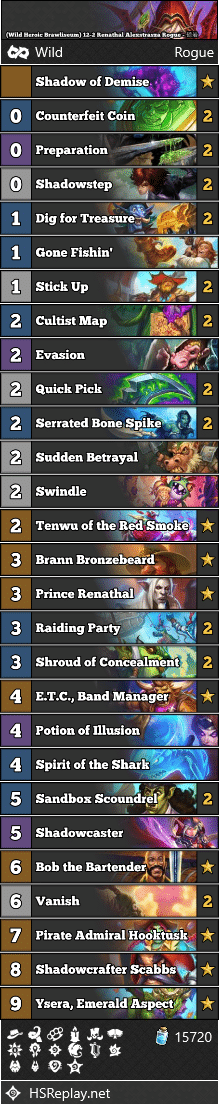 (Wild Heroic Brawliseum) 12-2 Renathal Alexstrasza Rogue - 硕岩