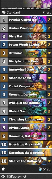 (Pre-Release Brawliseum) 6-0 Hand Buff Priest - IscomanHS