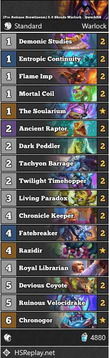 (Pre-Release Brawliseum) 6-0 Shreds Warlock - QwarkHS