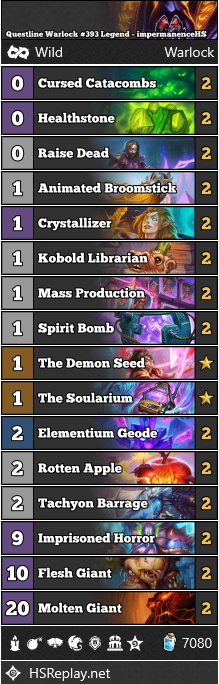 Questline Warlock #393 Legend - impermanenceHS