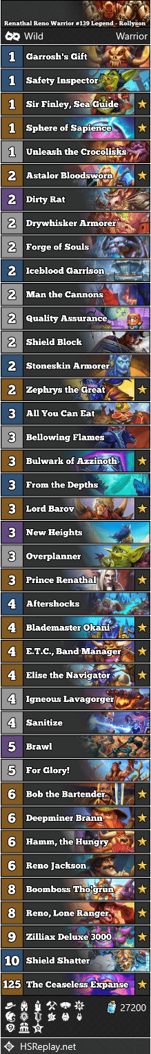 Renathal Reno Warrior #139 Legend - Rollyson