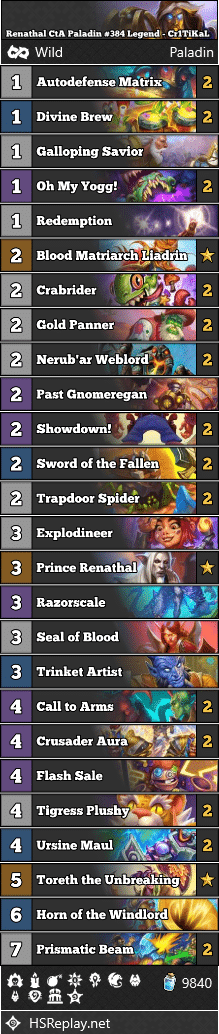 Renathal CtA Paladin #384 Legend - Cr1TiKaL