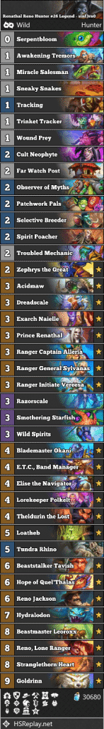 Renathal Reno Hunter #26 Legend - sinf3rn0 (Score: 5-0) | Hearthstone ...