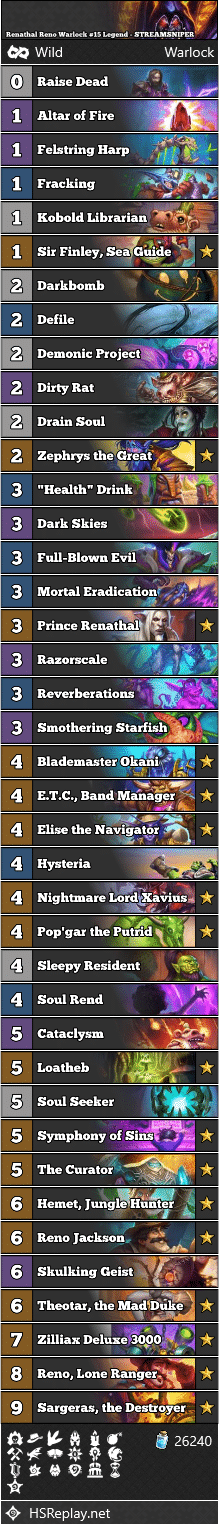 Renathal Reno Warlock #15 Legend - STREAMSNIPER