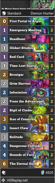 No Minion Demon Hunter #43 Legend - jakeyp0096