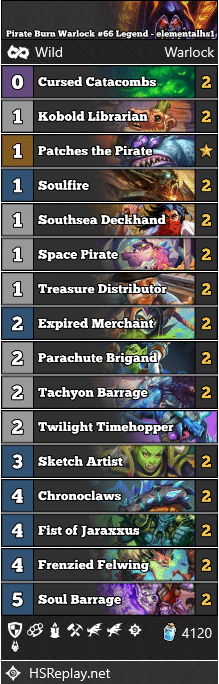 Pirate Burn Warlock #66 Legend - elementalhs1