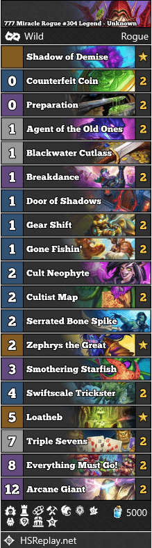 777 Miracle Rogue #304 Legend - Unknown